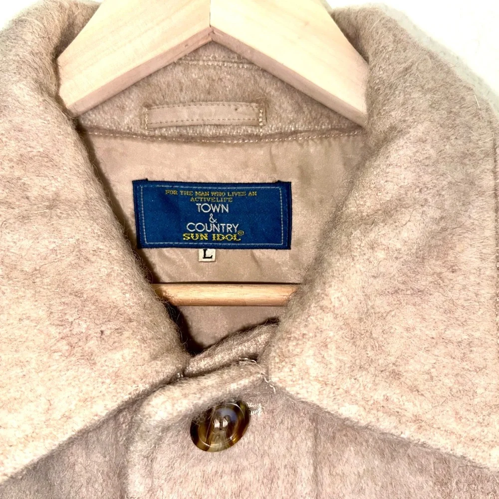 Vintage Made in Japan-Town & Country Sun Idol Alpaca Work Jacket-Soft Tan-Size L